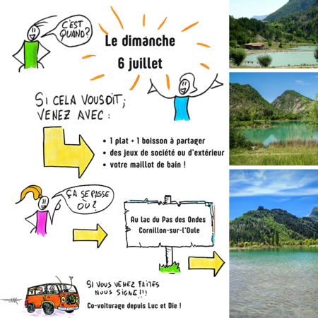 Dimnache 6 juillet - Pique-nique au Lac du Pas des Ondes