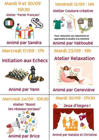 Les ateliers de septembre