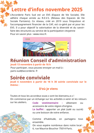 Lettre d'infos novembre 2025