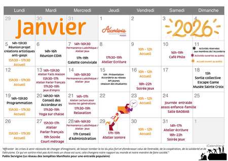 Agenda de janvier