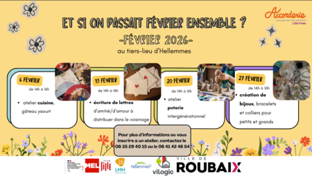 Nos ateliers pour février à Hellemmes !