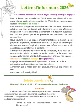 Lettre d'infos mars 2026